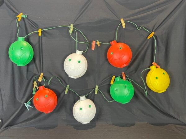 NOMA 14 Vintage Smiley Face Blow Mold 2 Sets String Lights Camper RV Patio Party Bulbs Inc