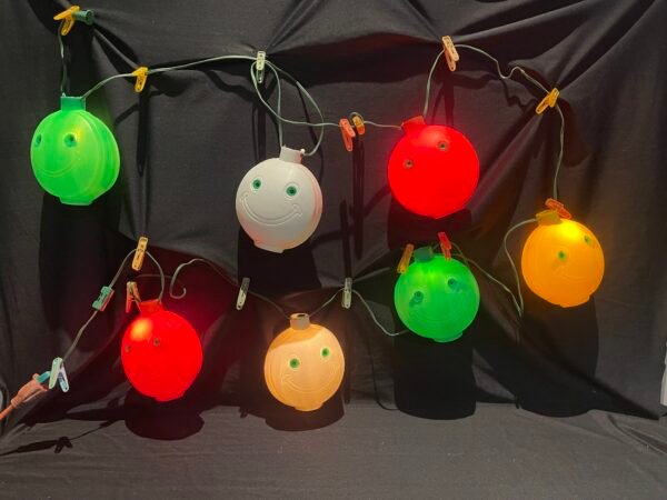 NOMA 14 Vintage Smiley Face Blow Mold 2 Sets String Lights Camper RV Patio Party Bulbs Inc - Image 2