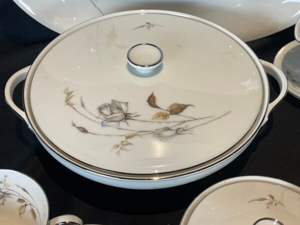 Vintage Royal Selb for JL Hudson Grey Rose China Set - 12 Tea Cups, Platters, tureens - Image 4