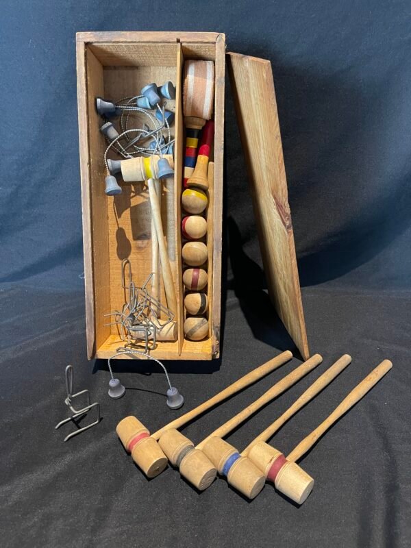 Vintage Table Top Parlour Croquet Set #3 in Wooden Original Box