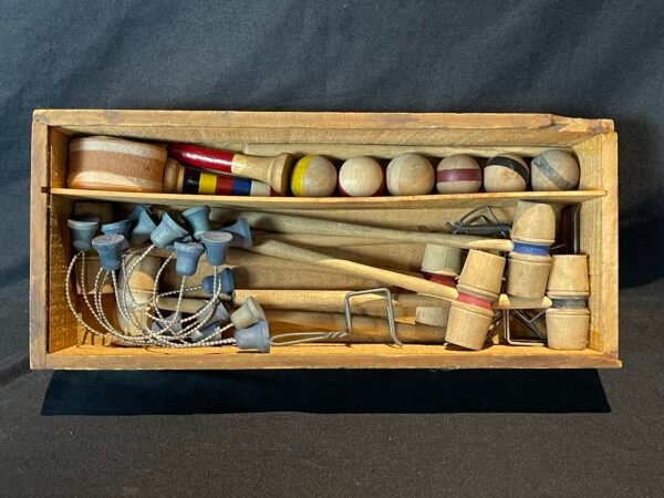 Vintage Table Top Parlour Croquet Set #3 in Wooden Original Box - Image 2