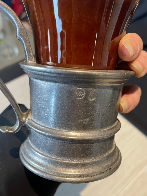 Vintage Carson PA Cantrell Pewter Dishes, Hall Brown Drip Ceramic Mugs - Image 6