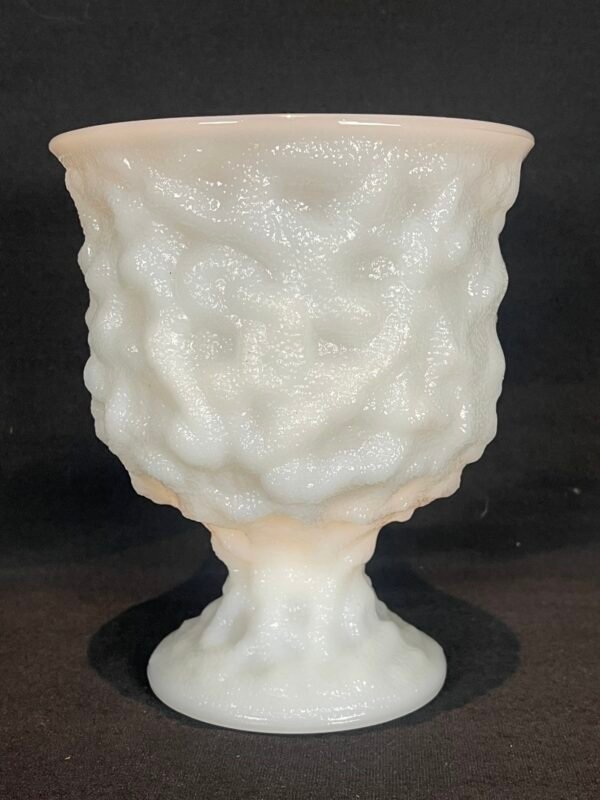 VINTAGE EO BRODY MILK GLASS BOWL WITH PEDESTAL PLANTER URN VASE BUMPY