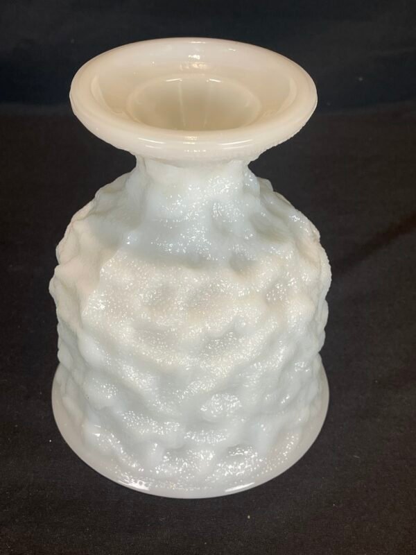 VINTAGE EO BRODY MILK GLASS BOWL WITH PEDESTAL PLANTER URN VASE BUMPY - Image 3