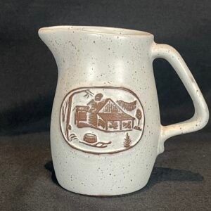 VINTAGE ONION RIVER POTTERY CREAMER 4.25” SYRUP PITCHER SPECKLED MARKED