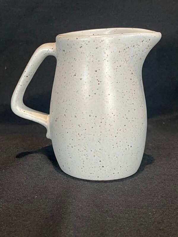 VINTAGE ONION RIVER POTTERY CREAMER 4.25” SYRUP PITCHER SPECKLED MARKED - Image 4